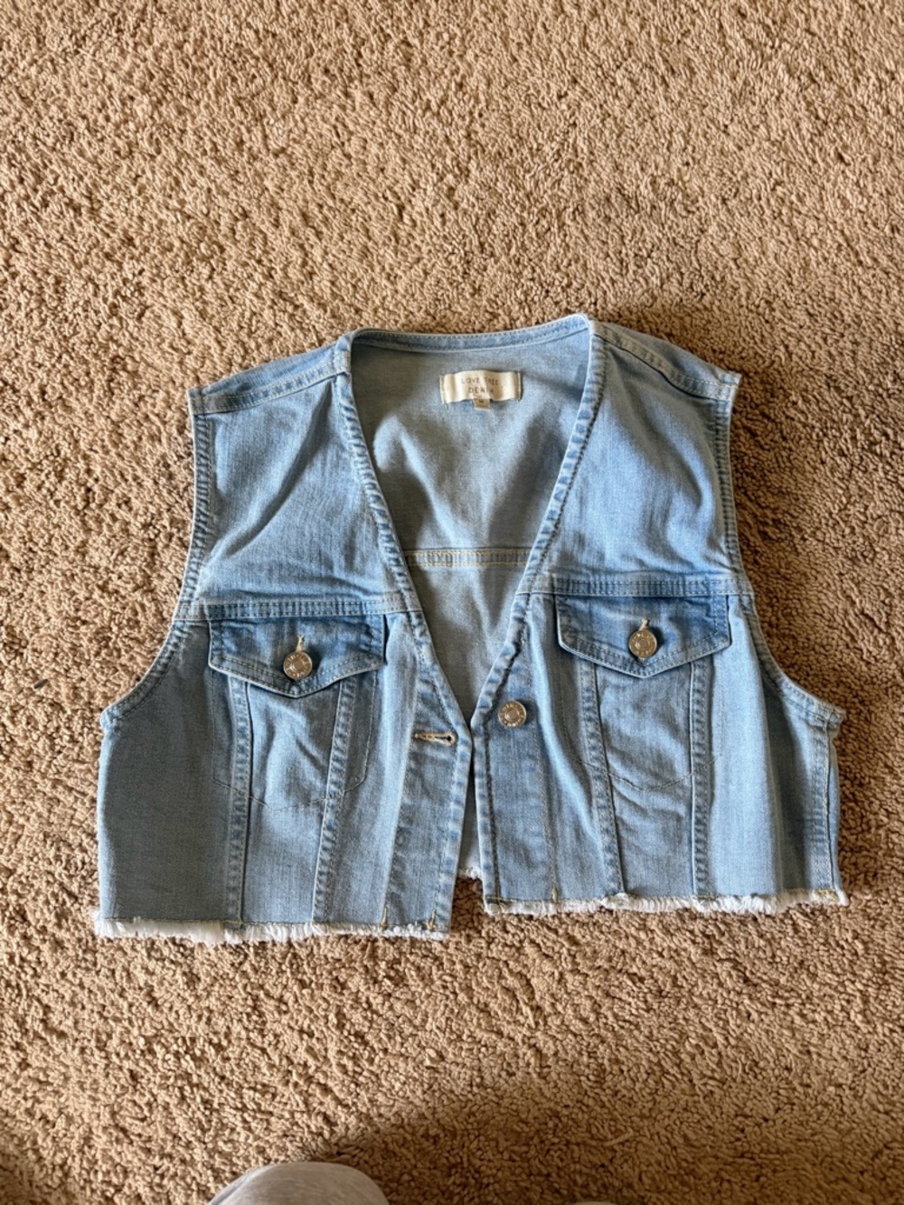 Love Tree Light Blue Cropped Denim Vest